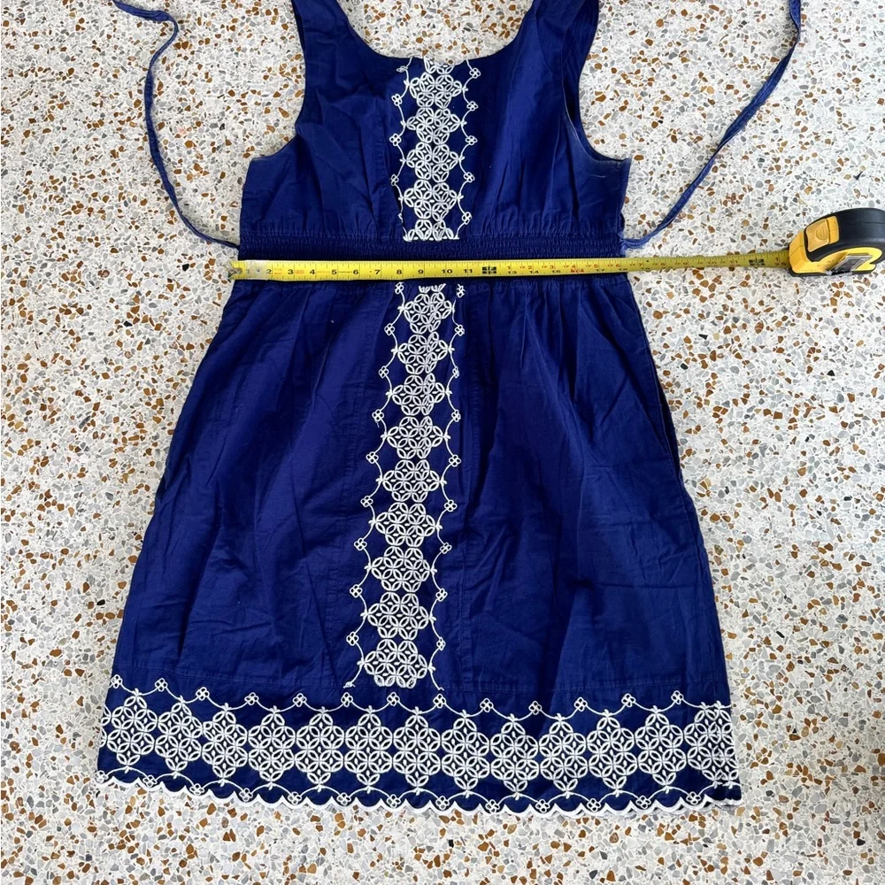 Vintage Anthropologie Navy Blue Embroidered Dress - Picture 3 of 3